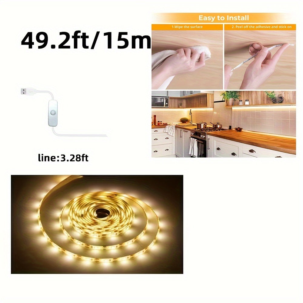 5V USB LED 灯条，暖白 LED 灯条，灵活 USB 灯，适用于电视背光、卧室、橱柜、厨房、DIY 照明音乐
