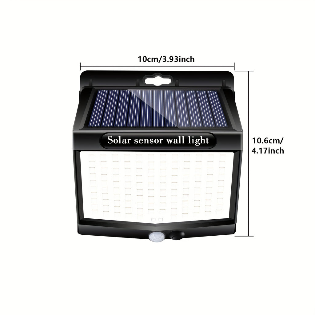 1/2/4 Pack Outdoor Solar Street Light, with 118 LEDs, Motion Sensor and Light Sensor Wall Light, IP65, Exterior Wall Light with 3 Modes, Perfect for Courtyard, Garage, Porch and Garden Lighting, LED Smart Night Light, Dusk-to-Dawn Searchlight
