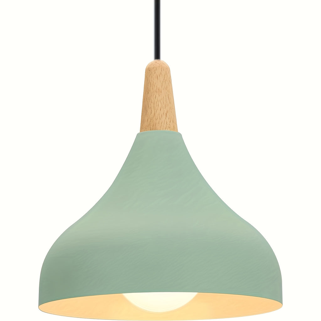 Pendant light vintage chandelier modern teardrop hat ceiling light metal wood pendant light suitable for bedroom, dining room, kitchen (bulb not included!!!)