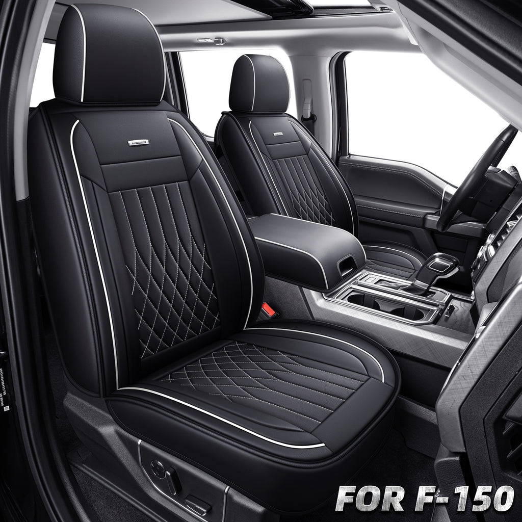 Full Coverage Seat Covers for 2015-2025 Ford F150 and 2017-2025 Ford F250/F350/F450, Made of Waterproof PU Leather