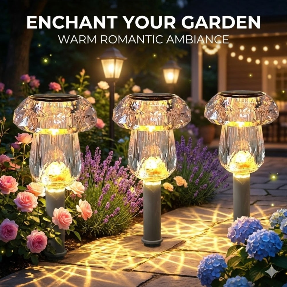 8-Pack Solar Outdoor Light Set, Diamond Cut Design, with Color Changing Option and Warm White & White Light, for Illuminating Pathways, Gardens, Lawns, Courtyards, Landscapes, Walkways and Backyard Decoration