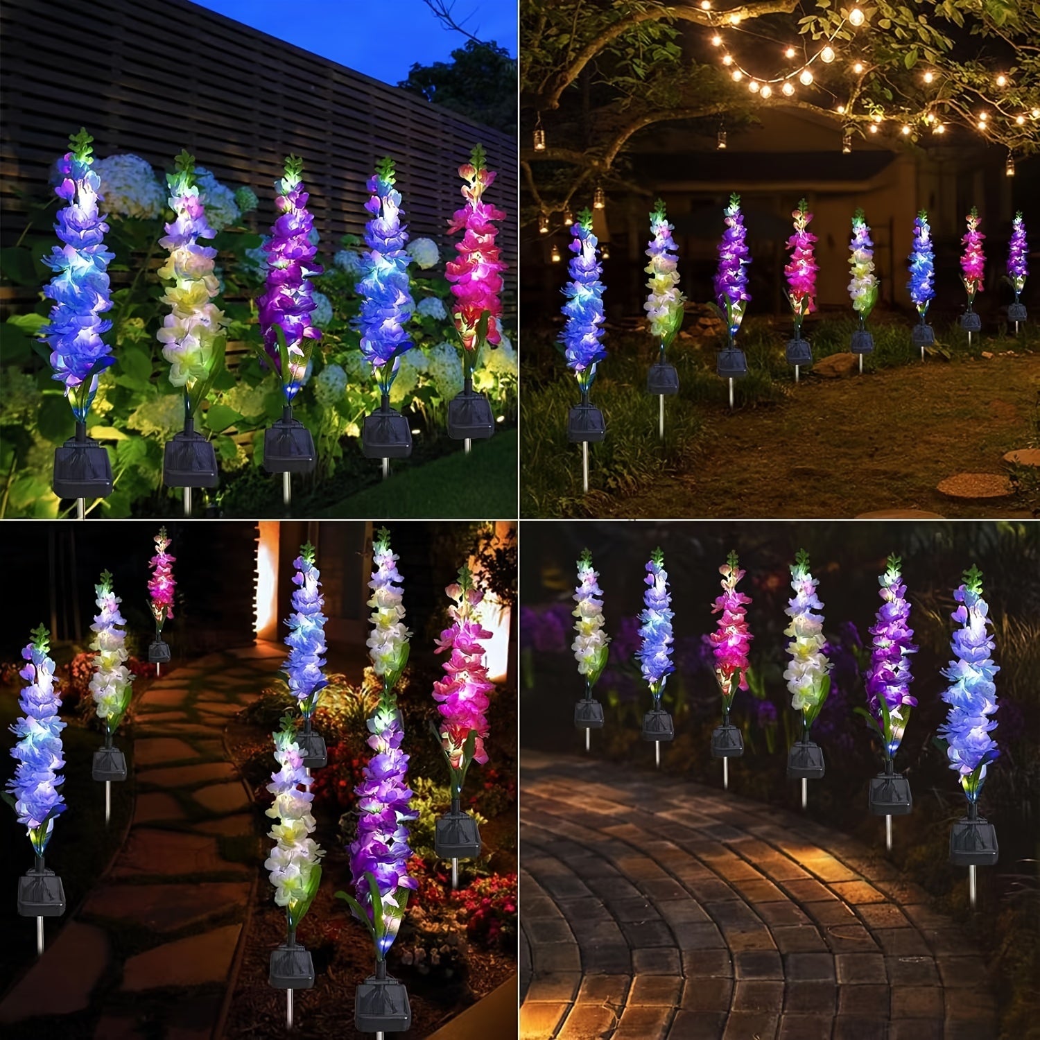 4pcs Solar Hyacinth Outdoor Waterproof Courtyard Garden Lawn Light Pathway Villa Landscape Light Party Atmosphere Light