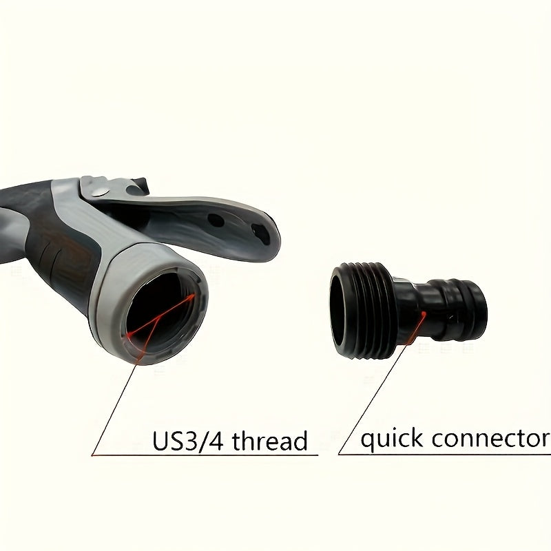 1 Portable High Pressure Car Wash Spray Gun - Durable Plastic 3/4" & 1/2" Quick Connect Adapter Multifunctional Garden Hose Nozzle with Adjustable Function, Christmas & Halloween Gift for Car, Home and Garden