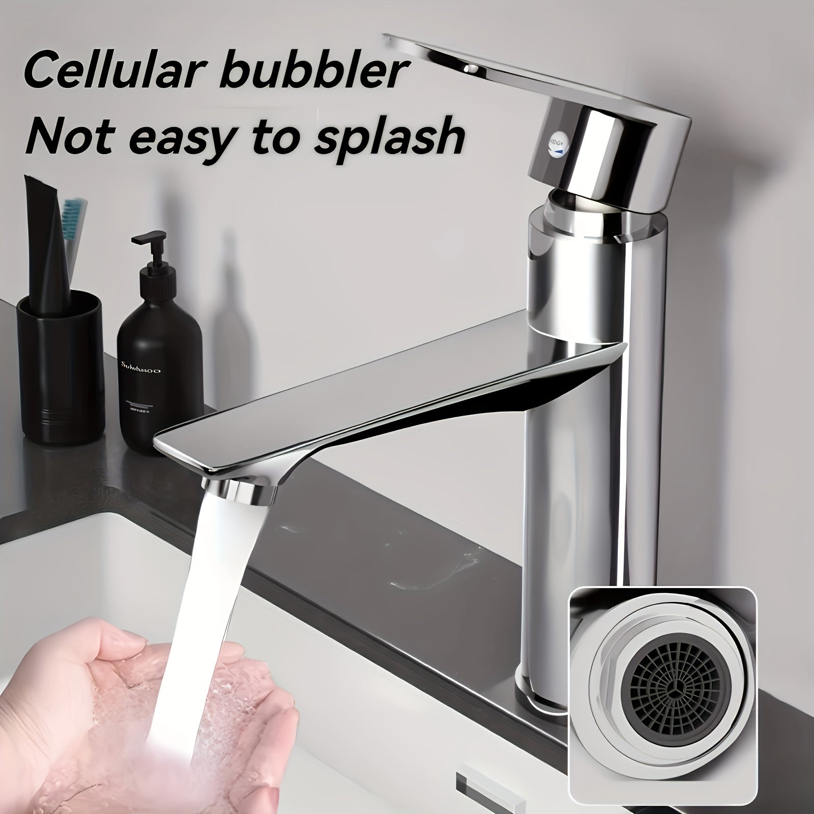 Single Hole Modern Chrome Bathroom Faucet - Water-Saving Technology, Hot/Cold Control, Single Handle Operation, Valve, for Sink & Vanity, Durable Plated Faucet (Connectors Included)