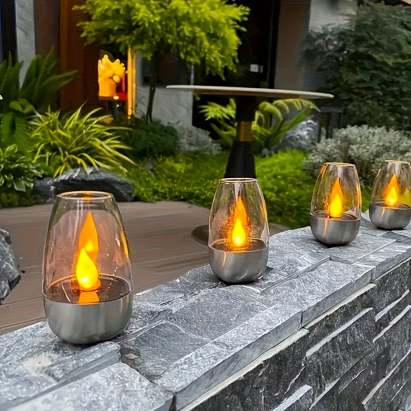 2 Pack Solar Candle Light Warm Light Large Flame, No Charging Needed, Smart Light Control, Smart Lamp, Birthday Candle Light, Decorative Arrangement, Landscape Light, Decorative Ornament, Flickering Effect, Tabletop Decorative Light