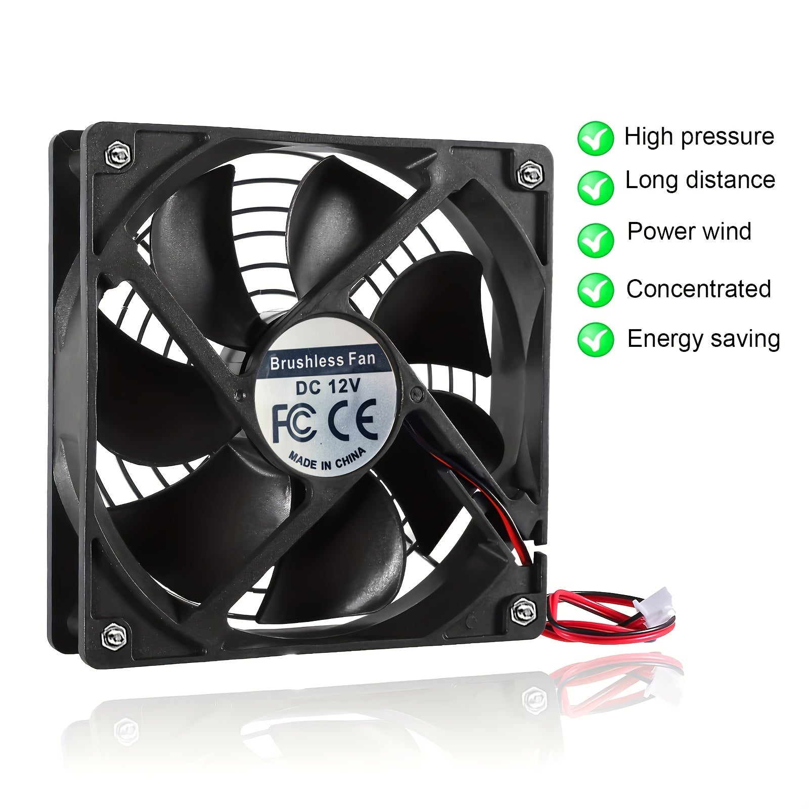 120mm×120mm×25mm DC 12V/24V Brushless Computer Case Fan, 2-Pin High Performance Cooling Fan
