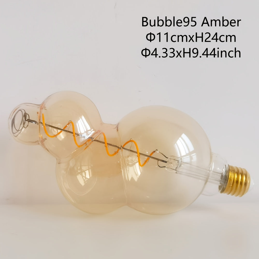 1PC vintage Edison LED flexible filament bulb, creative LED dimmable bulb 110-130V 4W E26 base 2300K warm light amber glass bulb, bedroom living room home decorative bulb