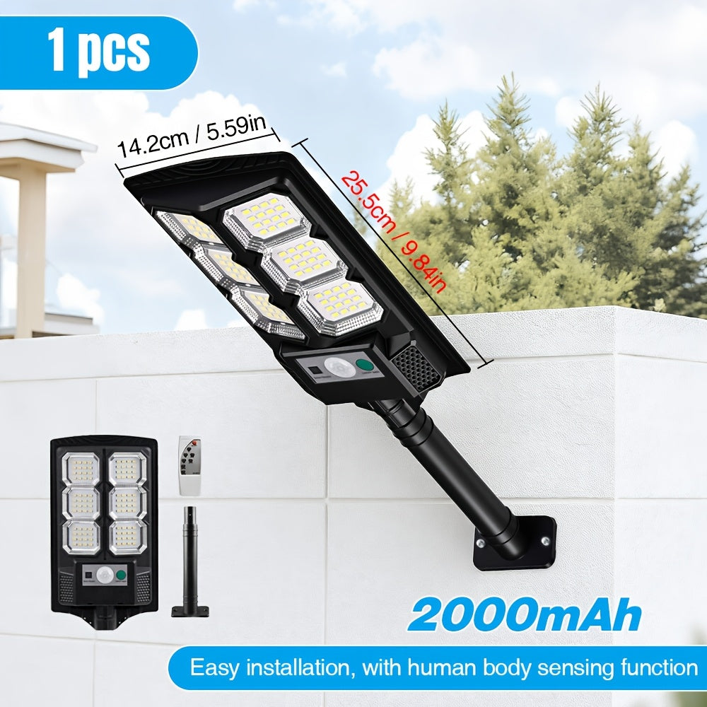 1pc/2pcs - Outdoor Solar LED Floodlight, Outdoor Solar Street Light, Dusk-to-Dawn, 13000 Lumens Brightness, Solar Wall Mount Light with Motion Sensor and Remote Control, Perfect for Courtyard, Parking Lot, Warehouse or Driveway.