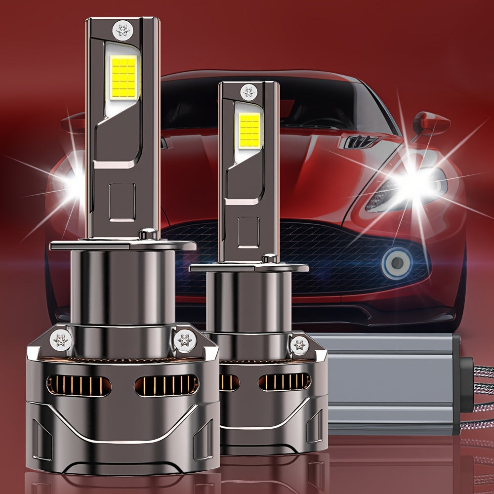 2-Pack 59800 Lumens LED Car Headlights High Power 360W High/Low Beam 7500K LED Bulbs H1 H4 H7 H11 9005 9006 9012 12V/24V 360° Beam Angle 950% Brightness Increase Fits Most Car Models No Battery Included QY029