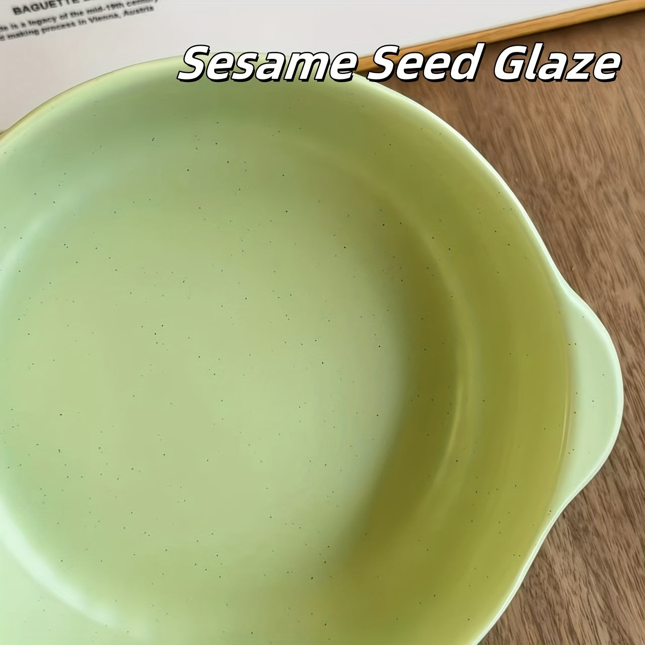 1 Ceramic Bowl with Ear Handles, Large Capacity Ceramic Plate, Soup Bowl, Salad Bowl, Noodle Bowl, Oven & Microwave Safe, Dinnerware, Kitchen Supplies for Salad, Fruit, Pasta, Kitchenware, Tableware Accessories