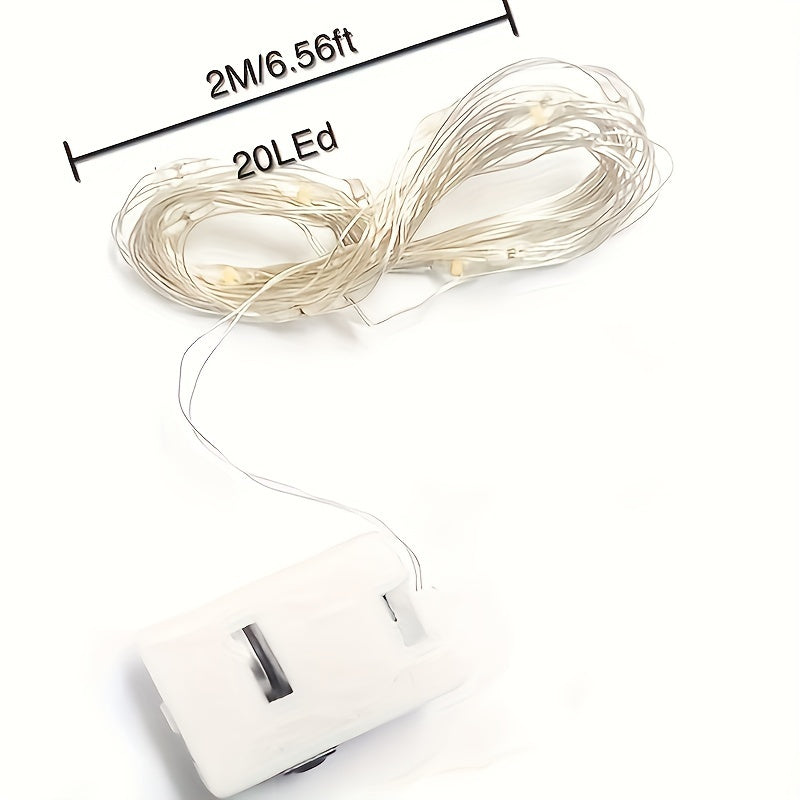 4个/10个 LED 仙女灯 电池供电灯串 银色线 6.6 英尺 20 LED 螢火虫 星空 月亮灯 适用于婚礼、派个、卧室、庭院、圣诞氛围灯、蛋糕、花束装饰