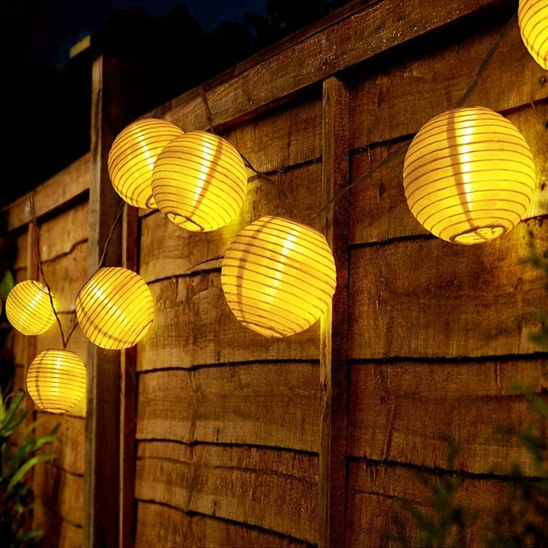 1套，10LED/20LED白色灯笼新奇灯饰，家居节日装饰纸灯派对氛围灯室内灯串，电池款【不含电池】