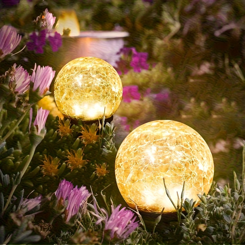Halloween Solar LED Garden Globe Light, Cracked Glass Sphere LED Outdoor Decorative Light, Perfect for Halloween, Christmas, Easter, Patio, Lawn, Garden Lighting | Elegant Globe Light