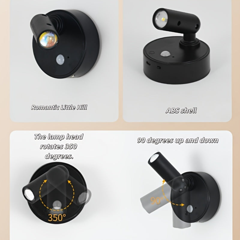 350° Rotatable Modern Style Round Sensor Wall Light, Ambient Spotlight, 3-Color Temperature Magnetic Sensor Wireless LED Spotlight/Wall Light: Rechargeable, Adjustable Warm/Cool/Neutral Light, Magnetic Installation, No Drilling Needed