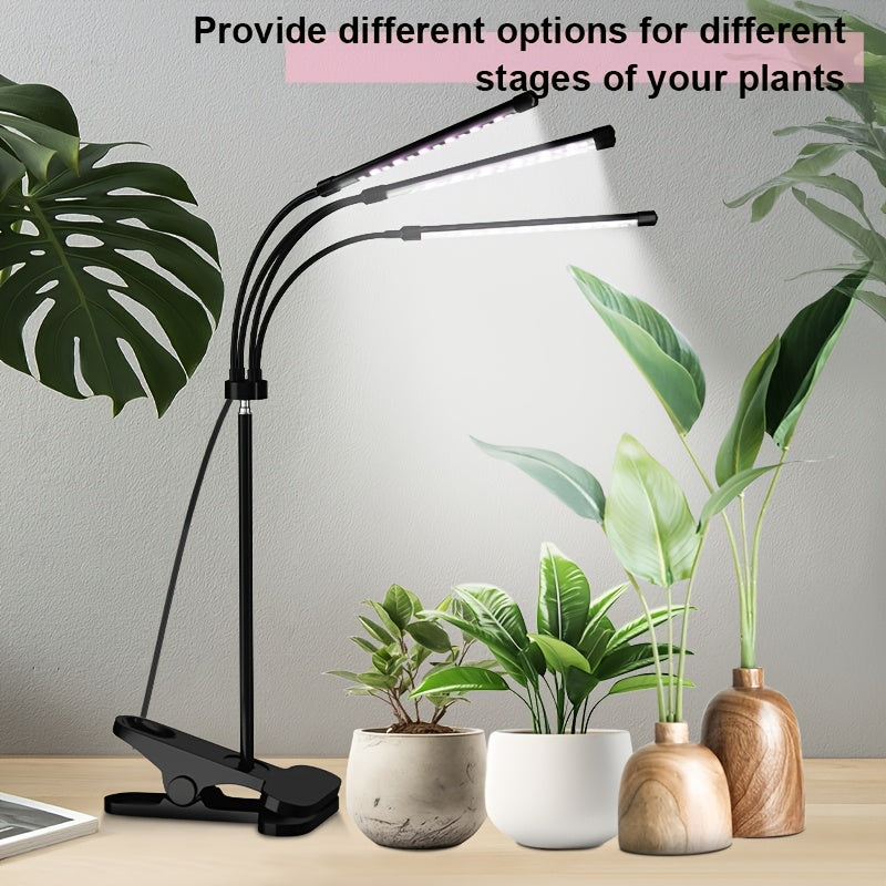 4-Head Stand Plant Grow Light, 80 LED Beads, 2-Color Freely Switchable, 4H/8H/12H Timing Function, Perfect Home Plant Care Helper