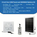 25W Solar Panel Ventilation Fan Set with 4000mAh Battery - 8 Inch High Speed Fan, Designed for Indoor Use, Equipped with Protective Grill and Louvers, Ideal for Ventilation in Greenhouse, Kitchen, Workshop, Shed, Attic and Pet House