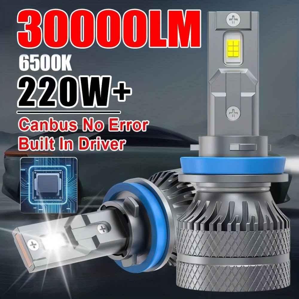 2-Pack Car LED Headlight Bulbs H8/H9/H11/H16-C015 H4/9005/H1/H4/9003/HB2/9012/9006/H1, 6500K 30000 Lumens 3570 CSP Chip 800% Brightness Easy Installation Super Bright CSP Chip High