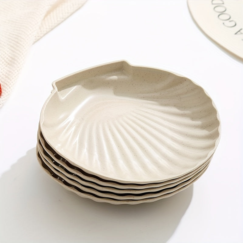 1Pc, 5Pcs, Shell-Shaped Dish, 6-Inch Small Plate, Dessert & Cake Plate, Lunch & Dinner Plate – Perfect for Kitchen, Family Gatherings, School Events, Company Group Meals, Restaurants (Multiple Colors Available)