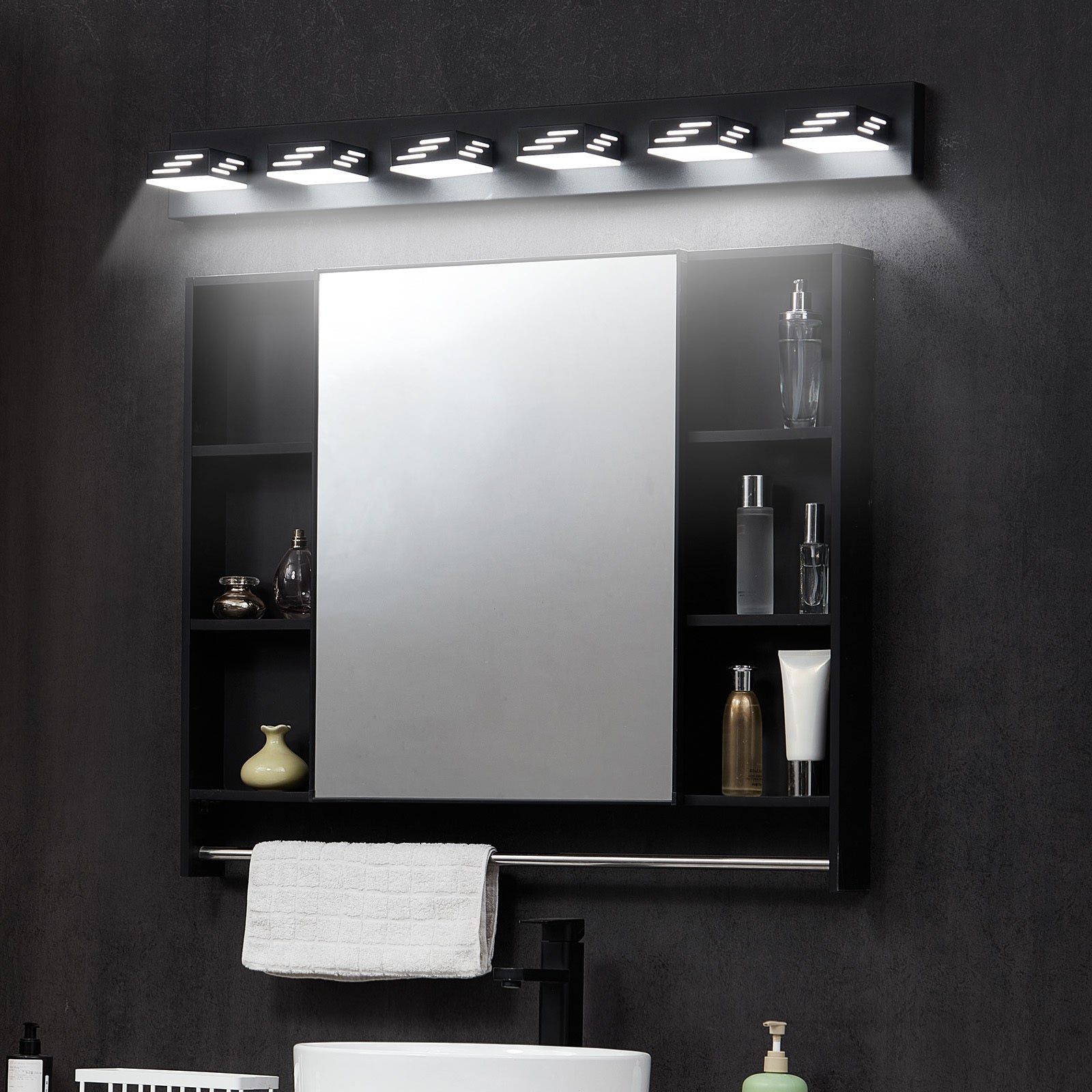 VEVOR 3/4/5/6-Light LED Modern Bathroom Wall Lamp 19.69/25.6/33.5/40.2-Inch Wall Light