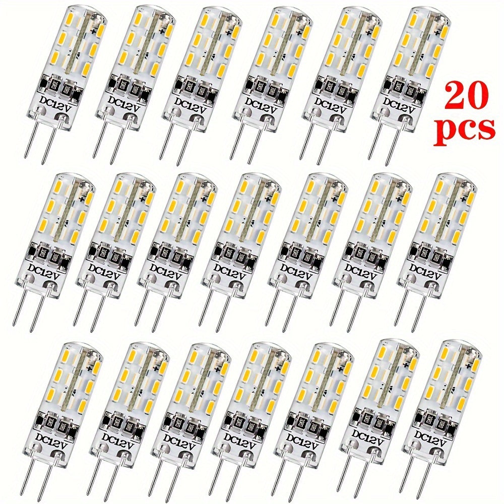 20-pack G4 LED bulb, two-pin base, 1.5W 12V DC, 10W-20W T3 halogen replacement, 360° beam angle, 3 color temperatures (3000K/4000K/7000K), energy-saving home use, under-cabinet lighting, landscape lighting