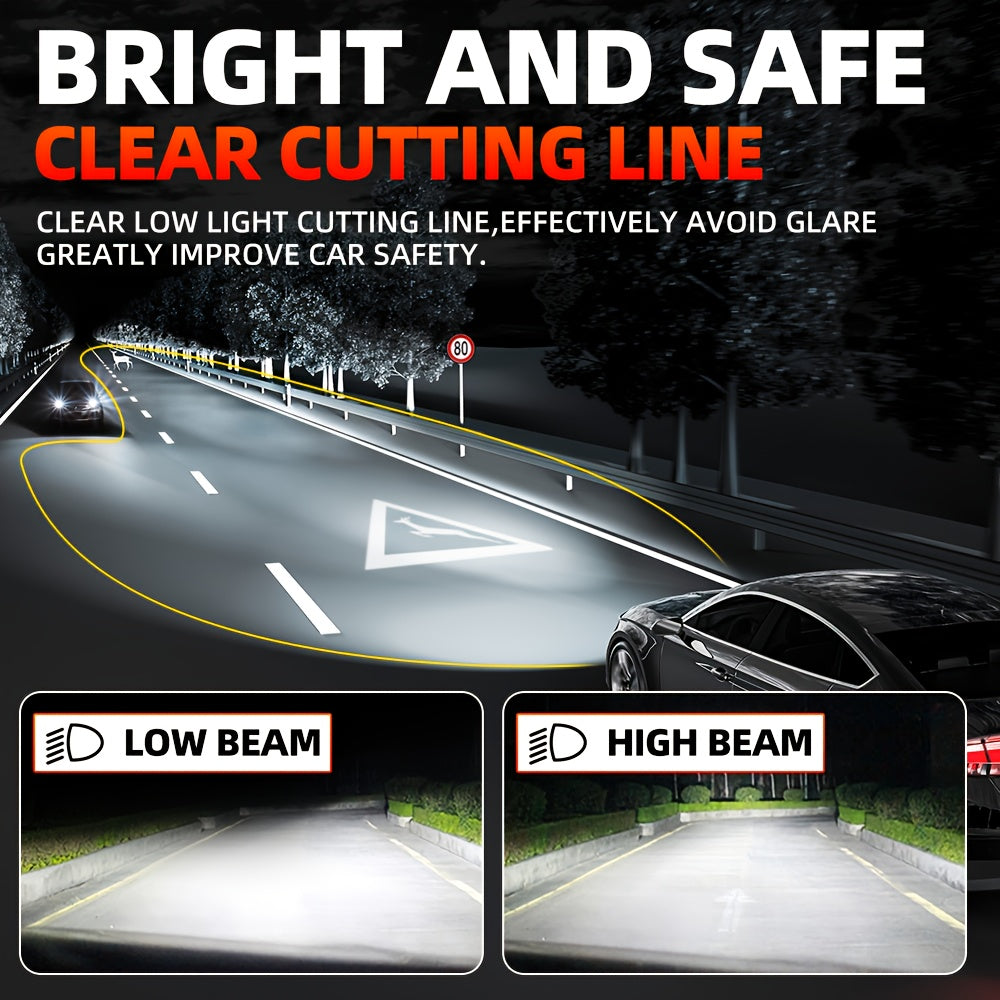 2 Projector Lens 9005/HB3 9006/HB4 H7 H11 Car Bulbs H4 High/Low Beam Integrated 6000K Brighter White Light, Wireless Car Lighting Plug-and-Play No Battery Needed