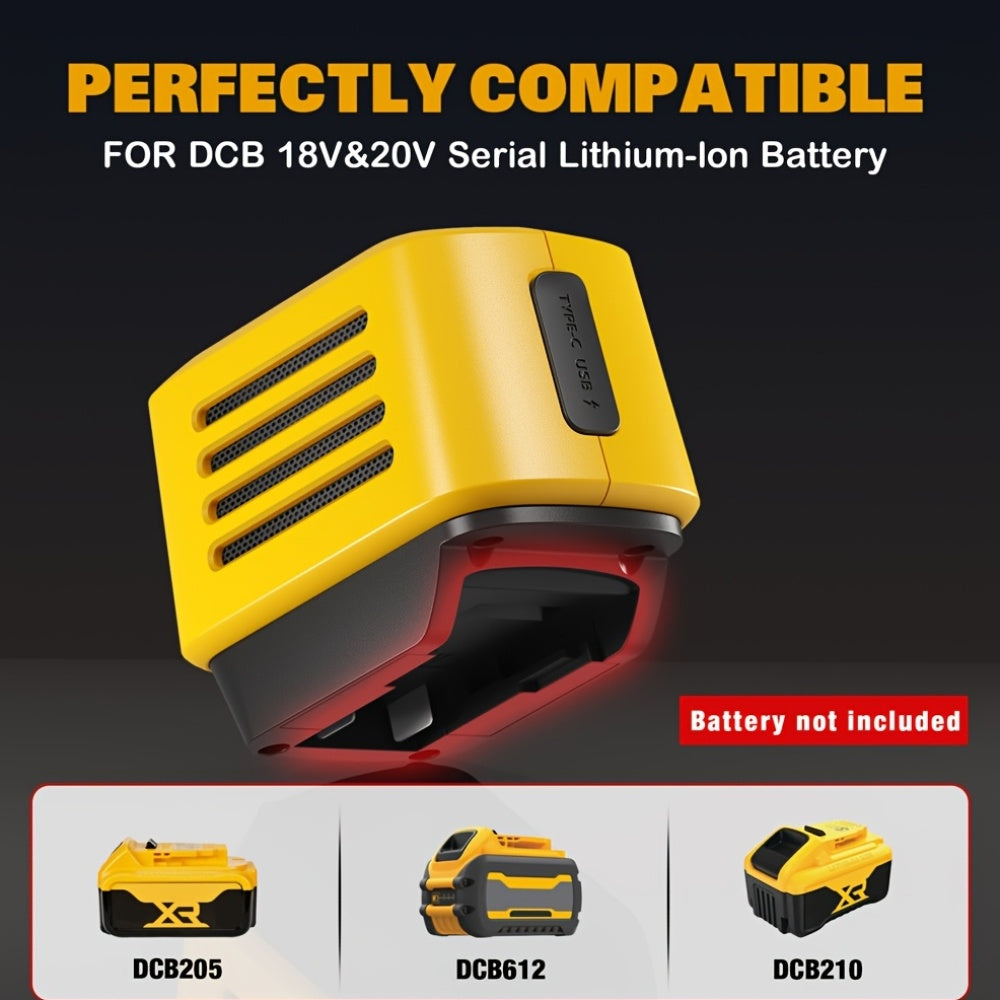 SurgeSonic 大音量 HiFi 工地扬声器，适用于 DeWALT 18V 和 20V Max 电池 - 便携式高保真立体声音响，带 USB-A/C 充电、PD20W、低音、无线连接、应急灯，非常适合车库工作、建筑、户外派对、节日礼物（不含电池）、Hi-Fi 便携式盒子