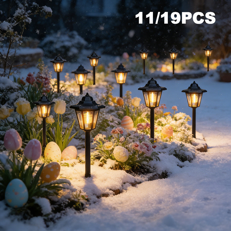 11/19-Piece Solar Hexagonal Walkway Outdoor Deck Light, LED Bulb Solar Sidewalk Christmas Halloween Decorative Light, Landscape Light Suitable for Garden, Lawn, Path, Courtyard, IP65, Christmas Halloween Thanksgiving