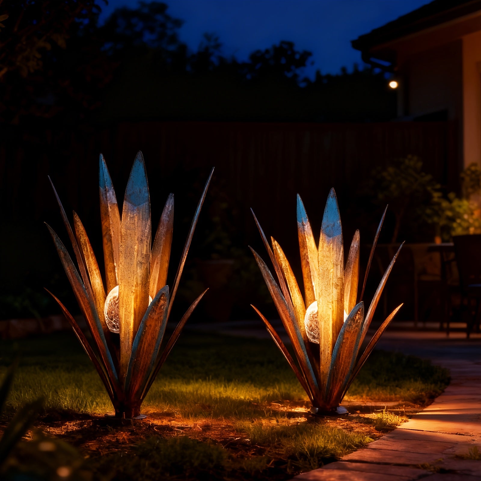 Outdoor Metal Fairy Grass Solar Light Set, 2-Piece, Suitable for Plants and Home Decoration, Perfect for Courtyard and Autumn Outdoor Decoration, Includes One Large Light and One Small Light, Suitable for Lawn Decoration