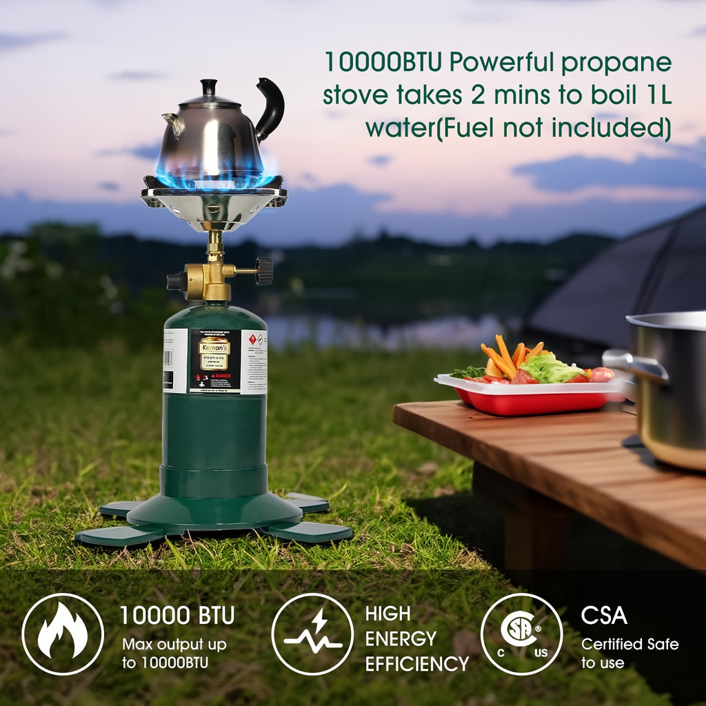 Camping Propane Stove, Portable Camping Stove, Backpacking Propane Stove, 10000 BTU Single Burner Propane Stove for Outdoor Cooking, Uses 16 oz Propane Cylinder as Fuel (Fuel Not Included)