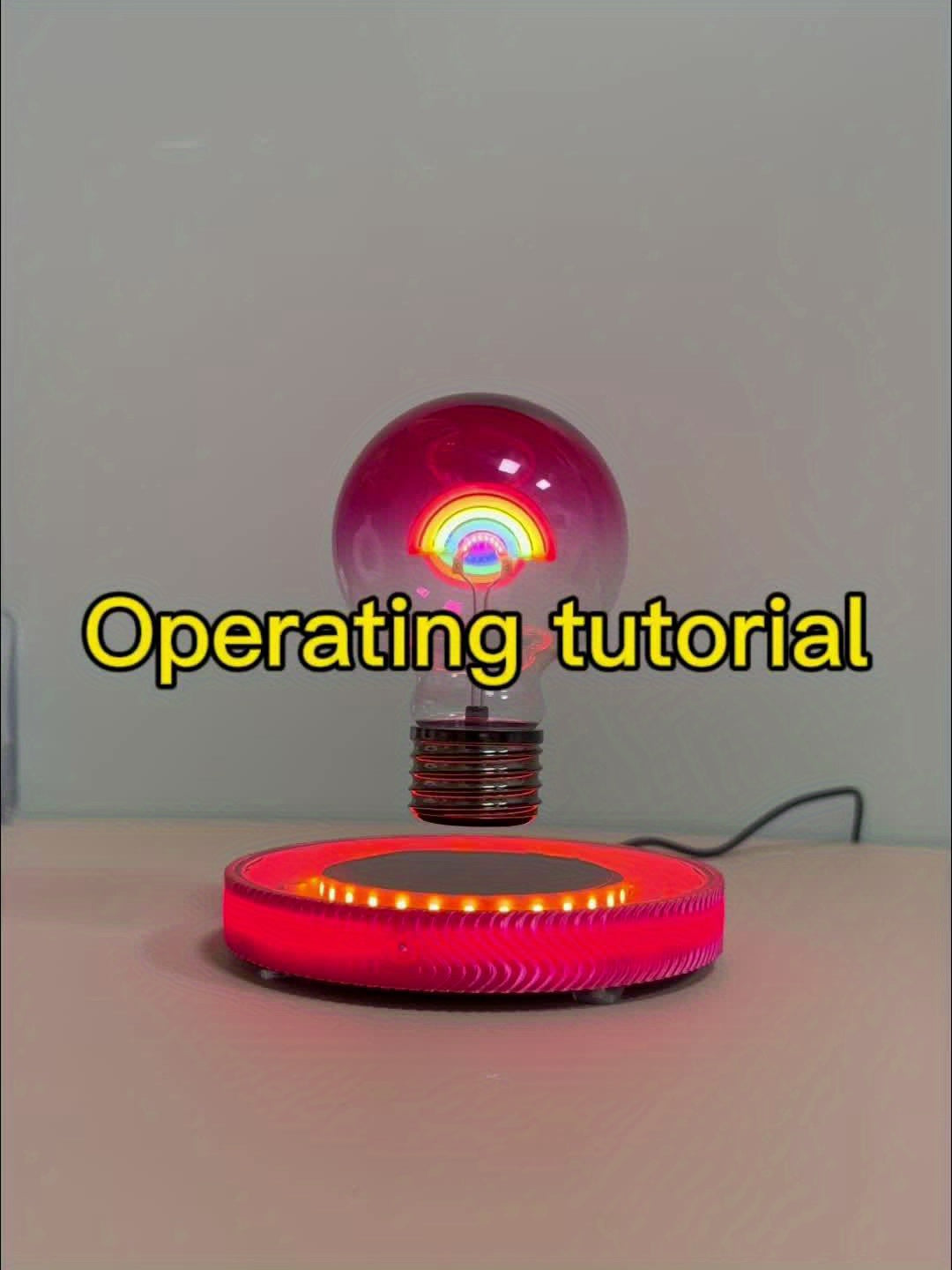 Rainbow magnetic levitation bulb, with full-angle automatic rotating light source, unique gift for home and office decoration