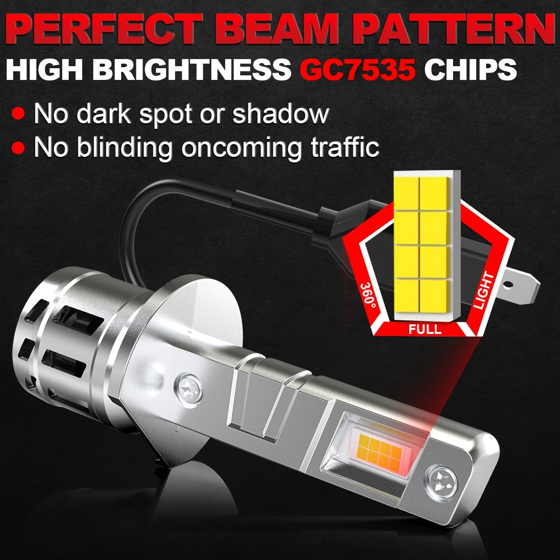 2 Super Bright H1 LED Car Headlight Bulbs, for Headlight & Fog Light, with Fan, LED High Power White Light, 2025 Newest Model, No Battery Included