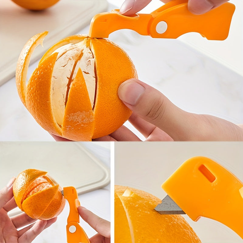 2, Orange Peeler – Plastic Orange Peeler, Simple Lemon Peeler, Grapefruit Peeler, Creative Cutter, Orange Peeler with Foldable Handle, Fruit Peeler, Vegetable & Fruit Tool, Kitchen Utensil