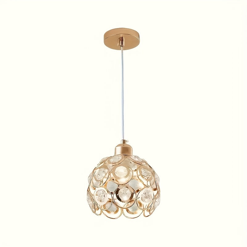 Elegant Gold Crystal Pendant - Modern Pendant, Suitable for Dining Room, Kitchen Island, Bedroom and Living Room Decor - E26 Base, Semi-Flush Mount Installation, Ceiling Pendant