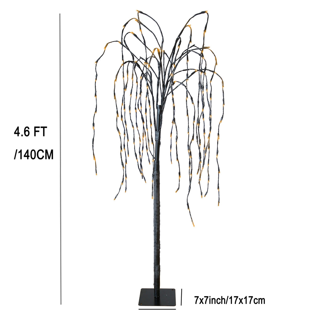 4.6ft Solar LED Willow Tree Light - Waterproof Outdoor Decoration with 2 Lighting Modes, Warm and Twinkle Effects for Garden, Patio, Yard, Pathway, Wedding, Party & Christmas Decor, Outdoor Solar Decoration