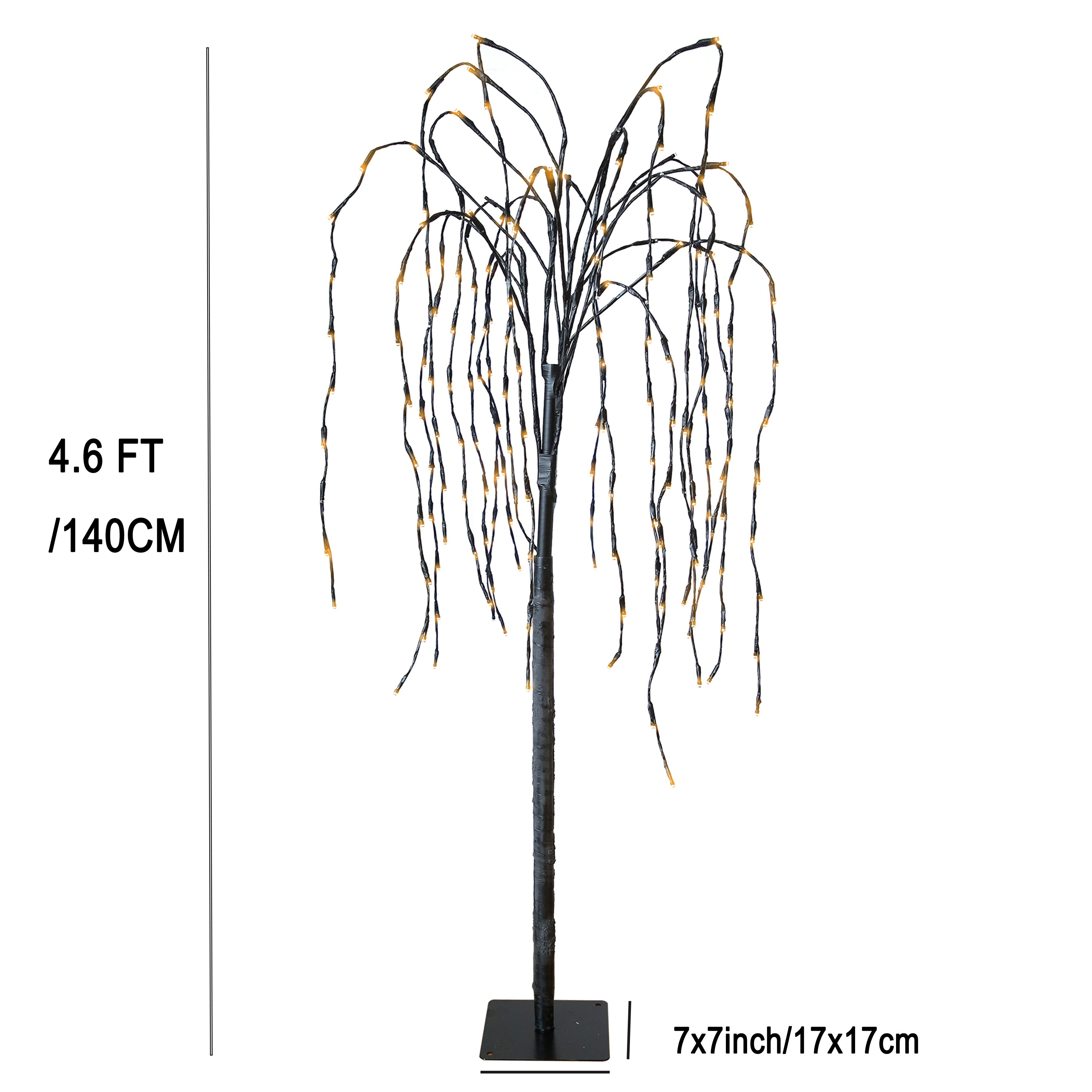 4.6ft Solar LED Willow Tree Light - Waterproof Outdoor Decoration with 2 Lighting Modes, Warm and Twinkle Effects for Garden, Patio, Yard, Pathway, Wedding, Party & Christmas Decor, Outdoor Solar Decoration