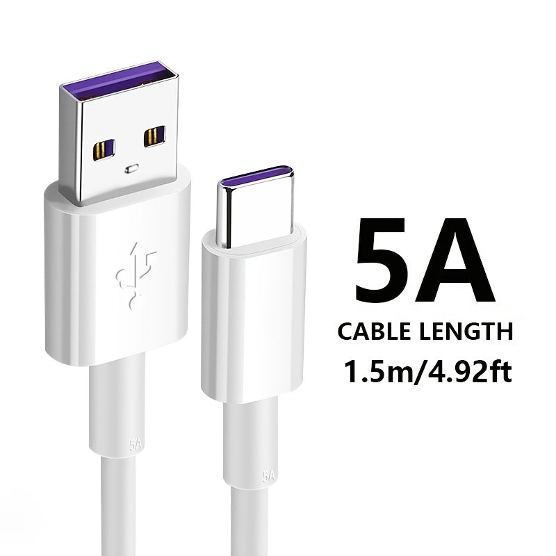 Fast Charging USB-Power Adapter Compatible for Samsung S20/S9/S8, Huawei P40/Mate 30, Xiaomi, for Redmi, for Oppo, for vivo Smartphones - Type-C to Type-C Fast Charger with PVC, Flat Data Cord
