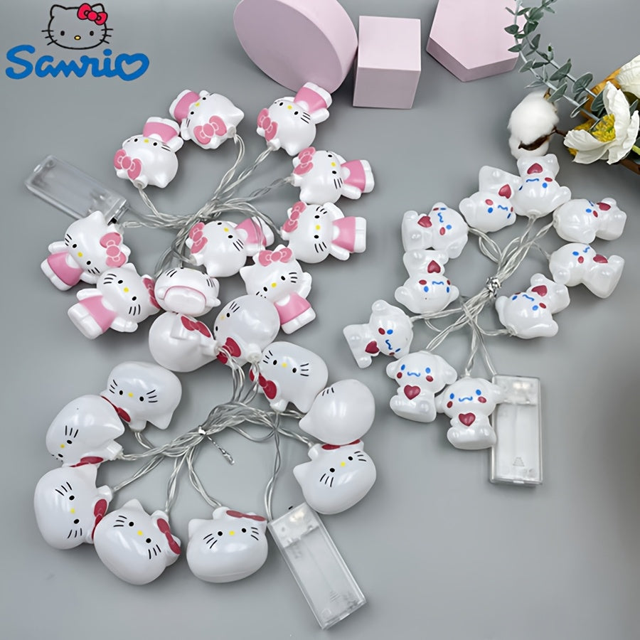 Sanrio Hello Kitty 10燈 Cinnamoroll 卡通 LED 燈串 - 適合慶祝活動、生日和懸掛裝飾的趣味裝飾 - 適用於戶外露營、室內裝飾、萬聖節居家造型、派對禮物、聖誕節禮物