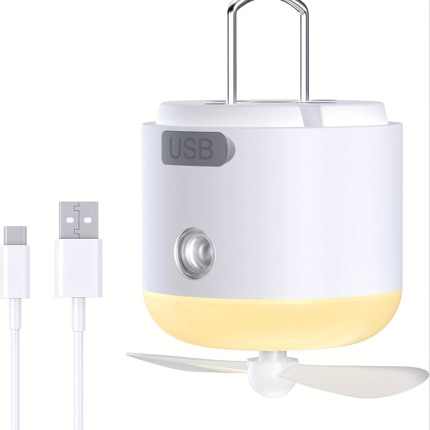 Portable Camping Fan with Night Light, Rechargeable Battery, Detachable Blades, Dual Function Mini Camping Light & Fan, Ideal for Outdoor Camping, Tent and Canopy Use