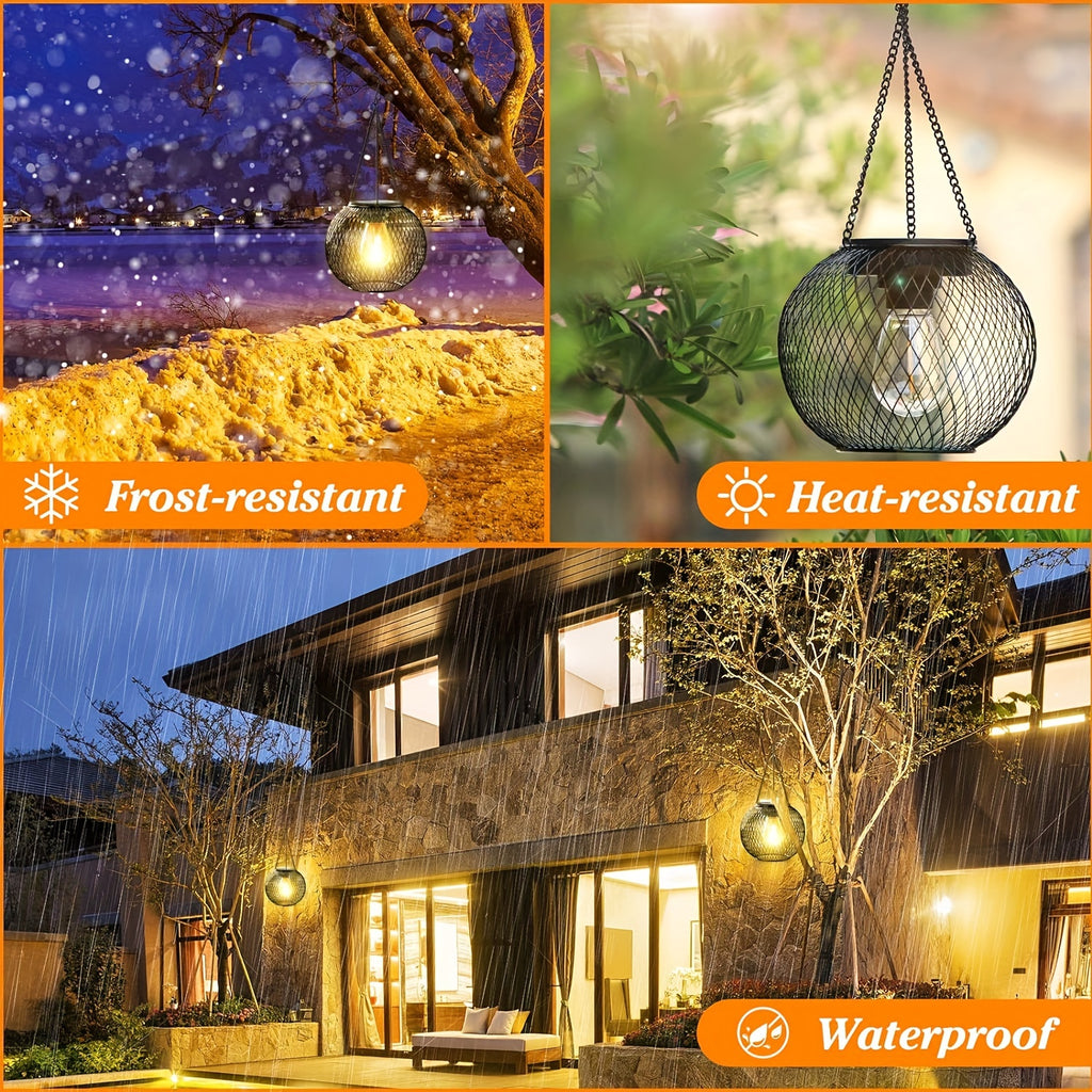 Outdoor Solar Light Upgraded Hanging Solar Light Outdoor Garden Christmas Decorative Lighting Solar Tree Light Perfect for Garden Courtyard Yard Patio Walkway, 2 Pack