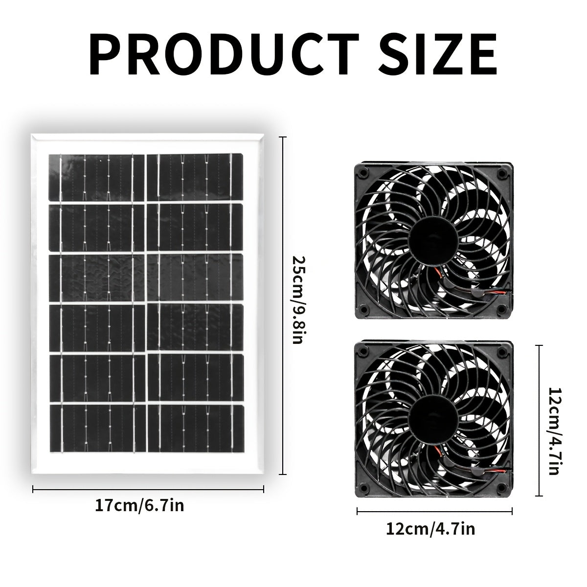 1PC Solar Panel + Dual Fan Kit, Indoor and Outdoor Air Circulation, Solar Powered, Easy to Install, Suitable for Greenhouse, Pet House, Livestock Ventilation and Outdoor Camping (Battery Not Included)