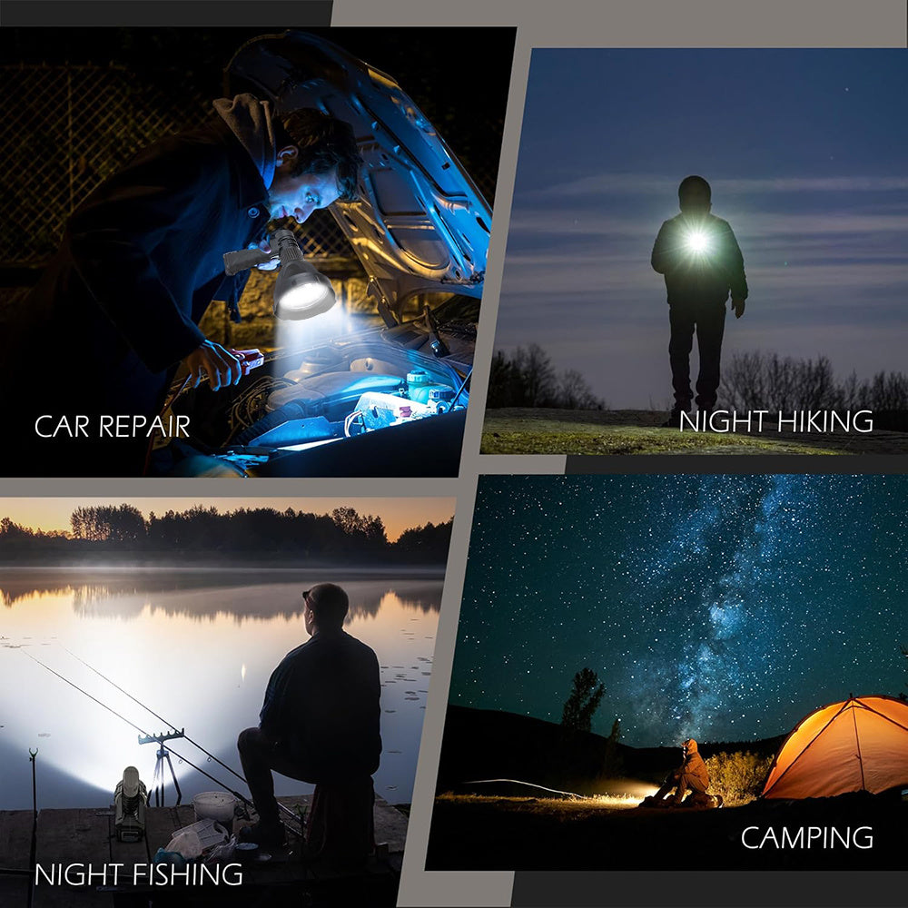 Rechargeable spotlight flashlight outdoor handheld LED flashlight ultra-bright spotlight, with 3 modes, suitable for hunting, camping, boating and hiking