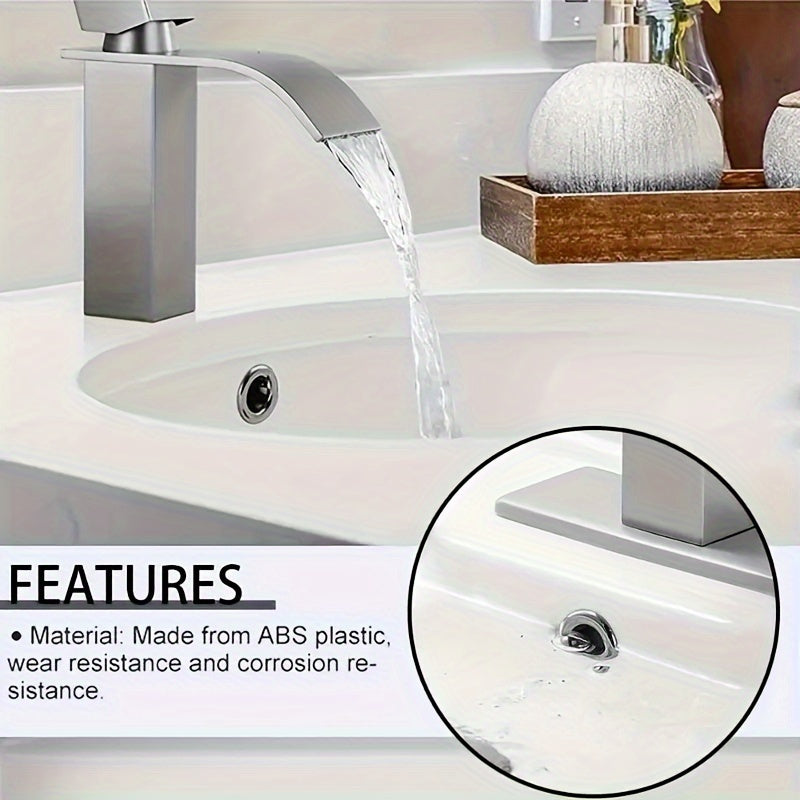 [Elegant Sink Drain Cover] 1/2/4pc Stainless Steel Decorative Drain Cover - Leak-Proof Design, Easy Install with Knob, for Bathroom & Kitchen, Modern Minimalist Style, Kitchen Sink Accessory