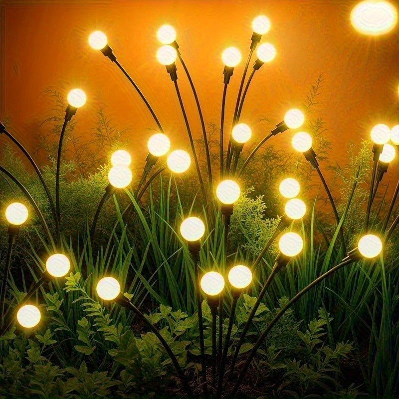 Outdoor Solar Courtyard Light, 6/8/10 LED Firefly Solar Courtyard Light, Waterproof Outdoor Decorative LED Light, Perfect for Outdoor Garden Paths and Lawn Decoration, Suitable for Halloween, Christmas, New Year and Ramadan Decoration