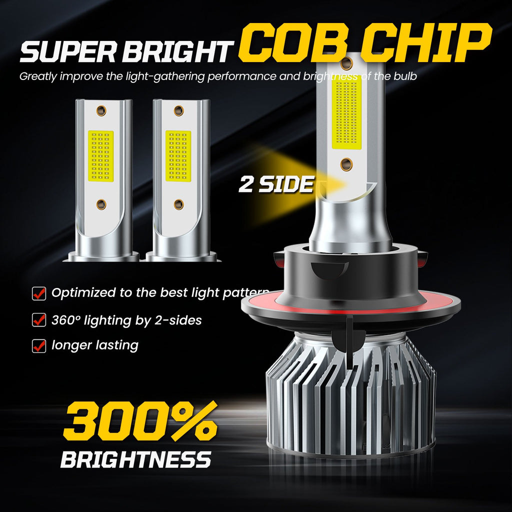 9008 H13 TXBILMOO 2-Pack Combo LED Headlight Bulbs High/Low Beam Set Bright White 10000 Lumens