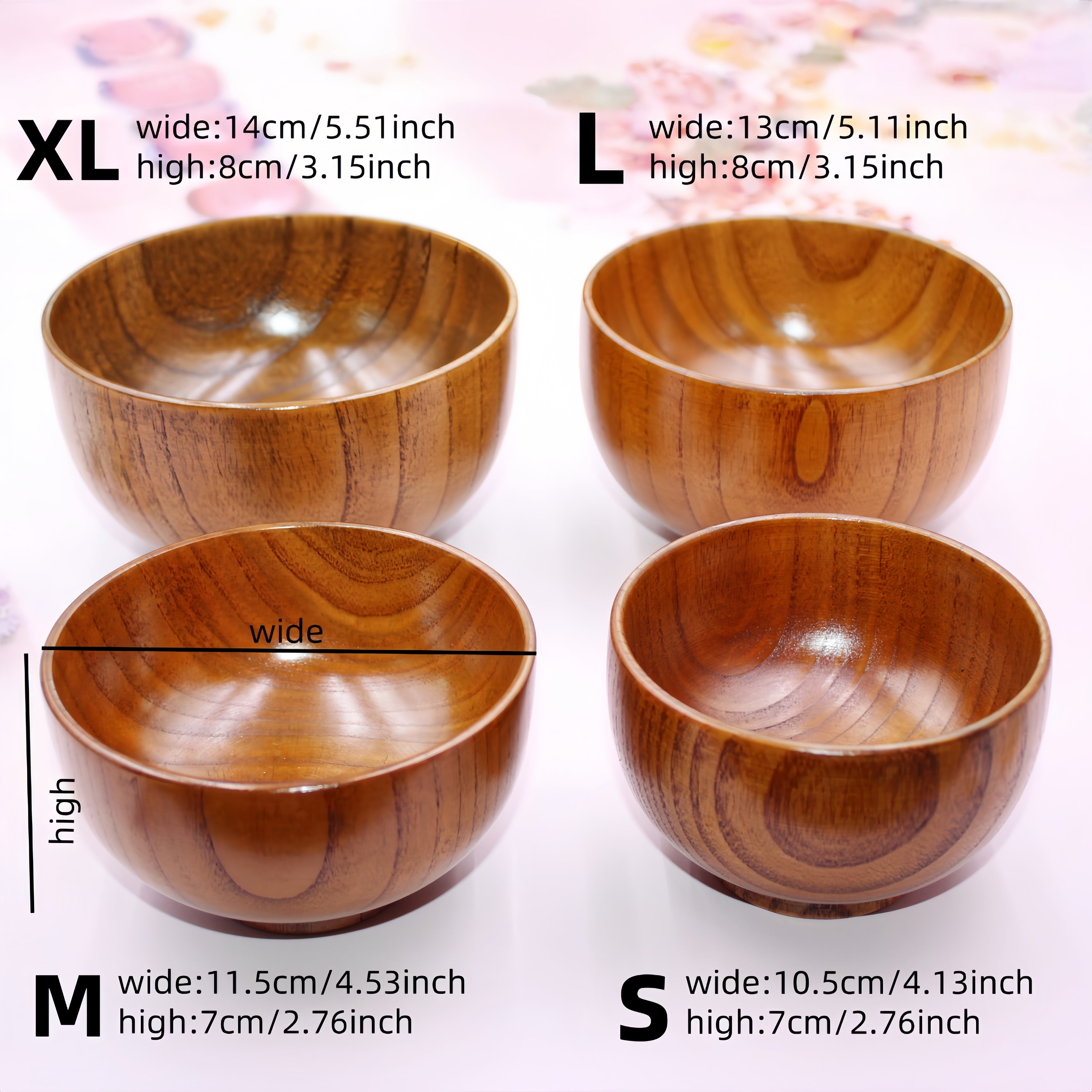 Japanese Vintage Solid Wood Bowl – Anti-Scald Protection for Home Use, Travel & Takeout Camping Drop-Proof Bowl, Kitchen Utensil – Rice Bowl, Noodle Bowl, Soup Bowl, Salad Bowl, Fruit Bowl, Jam Wooden Bowl