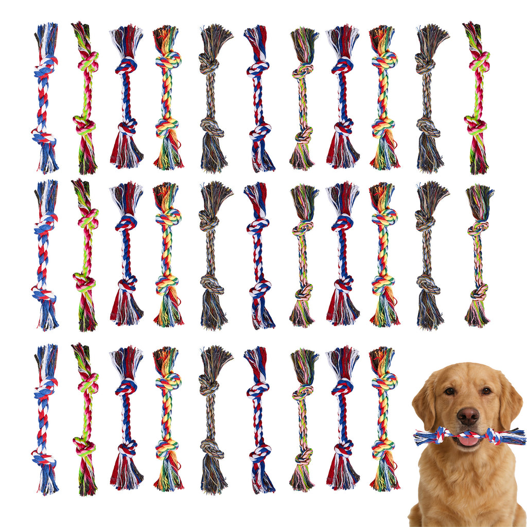25pcs 随机颜色宠物打结玩具，耐用狗玩具，狗窝里的玩具，宠物牙齿清洁绳结玩具 宠物解闷磨牙玩具