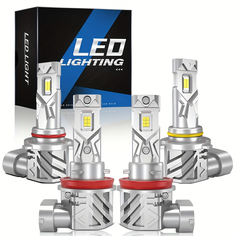 2个升级版汽车LED 9005 HB3 9006 HB4 H11 H8 H9 LED大灯灯泡 6500K超亮12V18000流明即插即用迷你尺寸行车雾灯