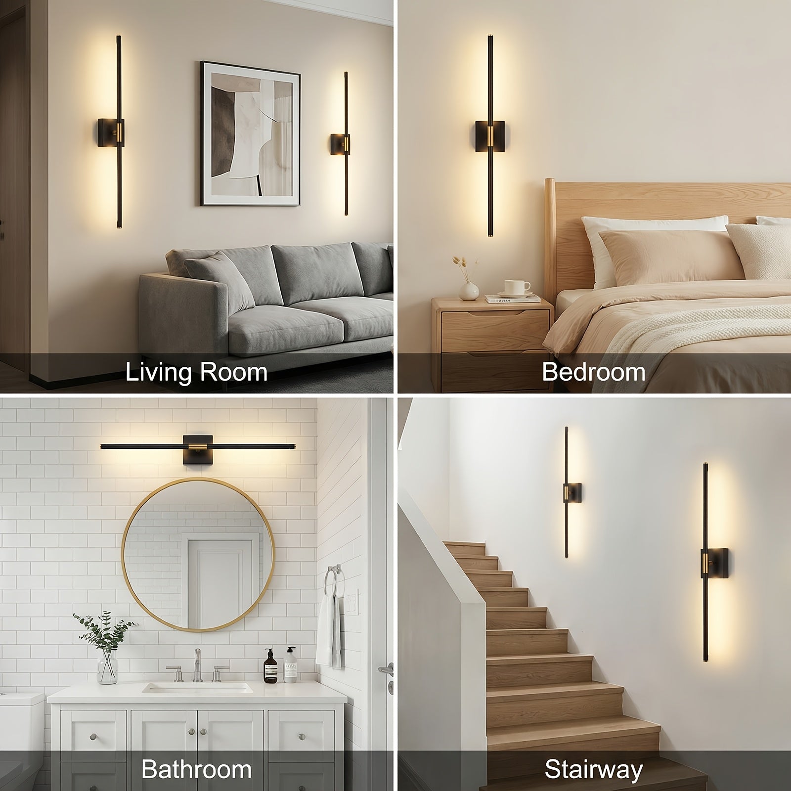 Battery Operated Wall Light Set, 2-Pack, Wireless Rechargeable Wall Light with Remote Control, 350° Rotation, 3000K/4000K/6500K Dimmable Battery Wall Light, Suitable for Living Room, Bedroom, 28.3 Inches