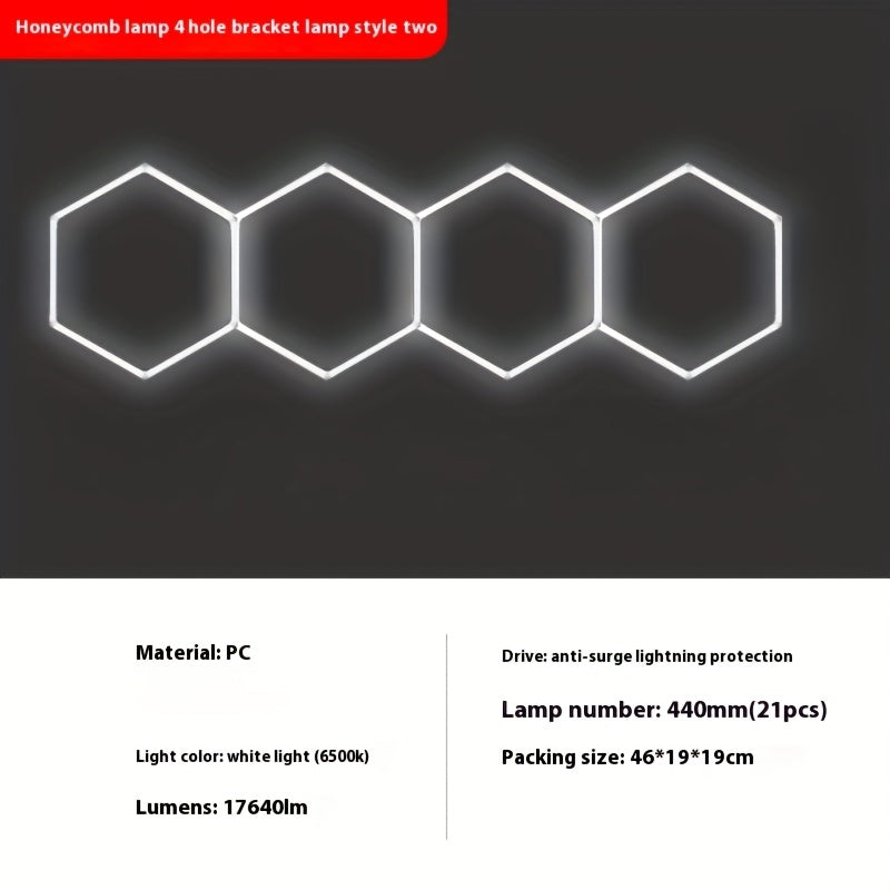 Creative geometric LED garage light, high-brightness energy-saving bracket light, DIY shapeable honeycomb tube, strong light effect LED tube AC100-265V, easy to install, suitable for garages, basements, warehouses, gyms, studios