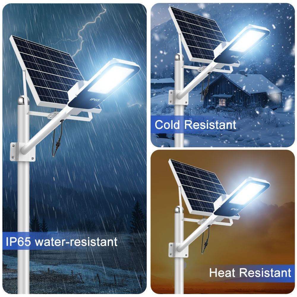 1 Piece Powerful LED Solar Street Light, IP65 Outdoor Garden Light, Dusk-to-Dawn Security Floodlight, with Remote Control, 10000mAh Large Capacity, Semi-Flush Mount Exterior Wall Light, Perfect for Garden, Pathway, Courtyard, Patio, Garage